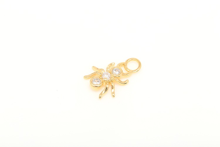[도매] CH133-금도금 큐빅 거미 (20개)